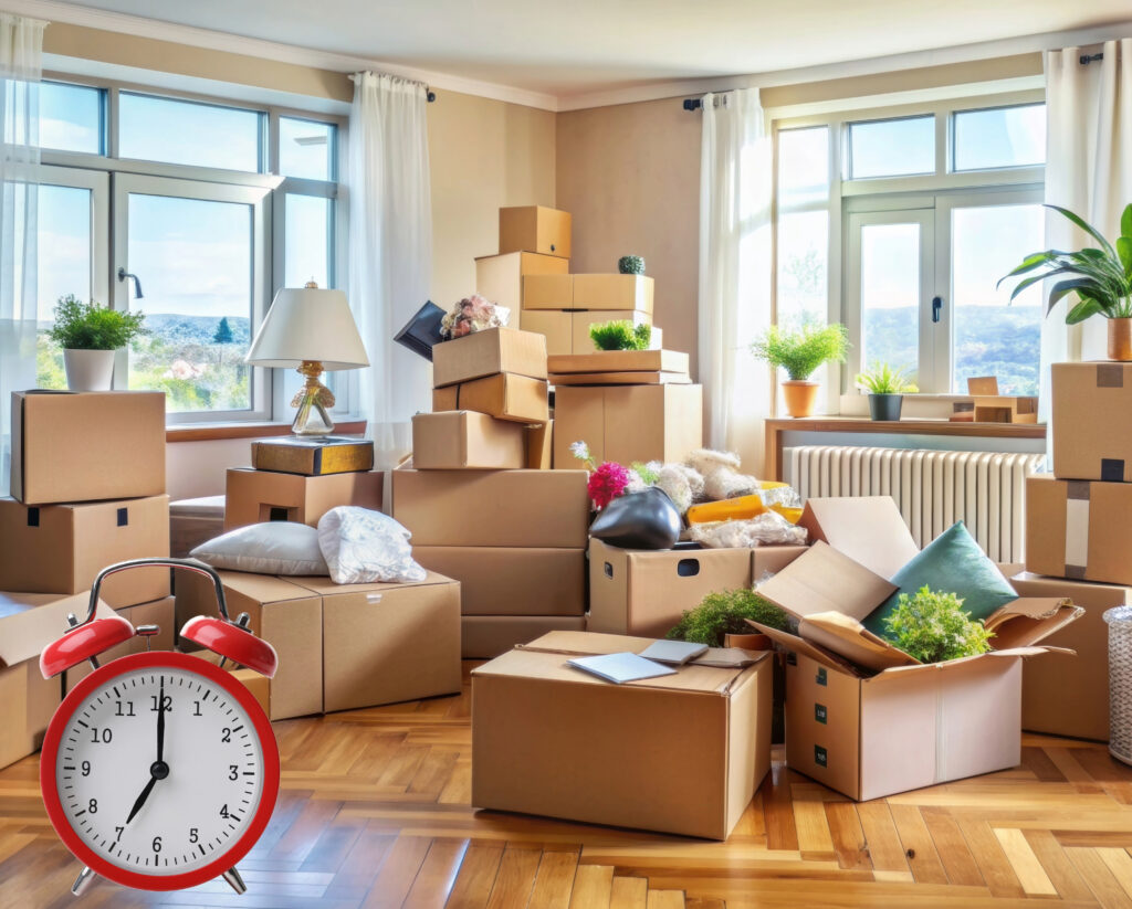 How can I minimize tension while allowing my ex-tenant to collect their belongings?