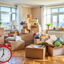 How can I minimize tension while allowing my ex-tenant to collect their belongings?